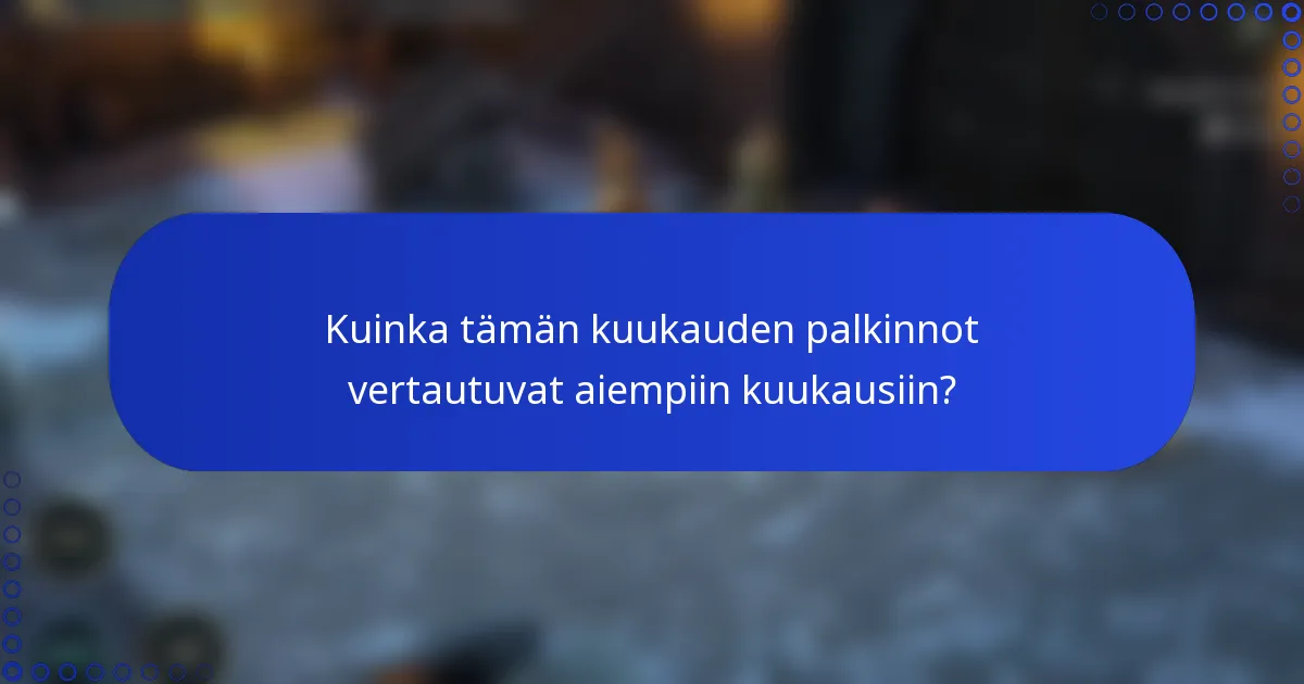 Kuinka tämän kuukauden palkinnot vertautuvat aiempiin kuukausiin?