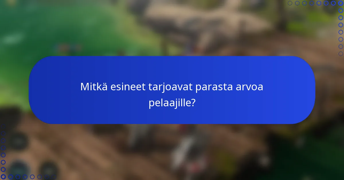 Mitkä esineet tarjoavat parasta arvoa pelaajille?